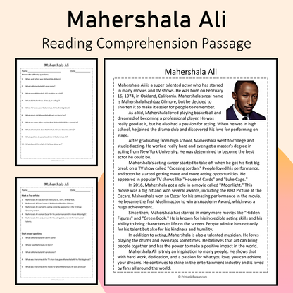 Mahershala Ali | Reading Comprehension Passage Printable Activity