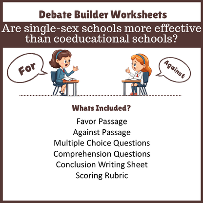 Are single-sex schools more effective than coeducational schools? | Favour and Against Worksheet Printable Activity