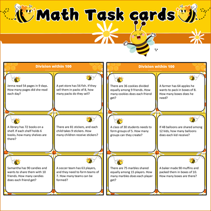 Division within 100 | Math Task Cards