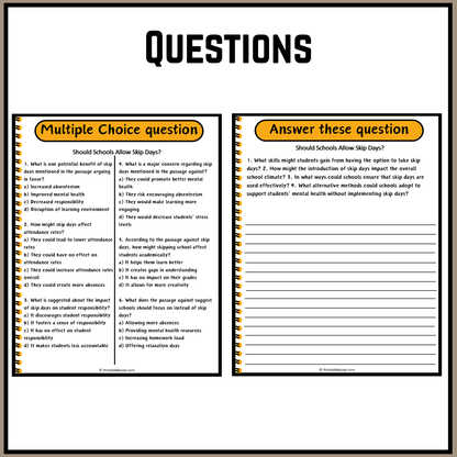 Should Schools Allow Skip Days? | Debate Case Study Worksheet