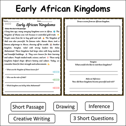 Early African Kingdoms | Short Reading Comprehension Creative Worksheet