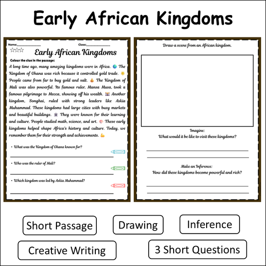 Early African Kingdoms | Short Reading Comprehension Creative Worksheet
