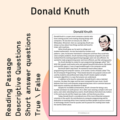 Donald Knuth | Reading Comprehension Passage Printable Activity