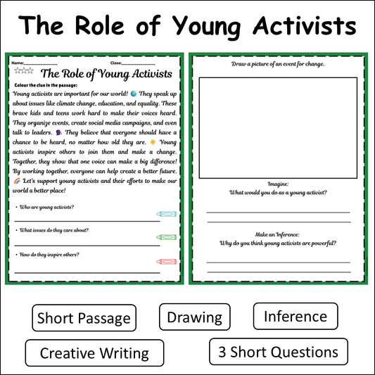 The Role of Young Activists | Short Reading Comprehension Creative Worksheet