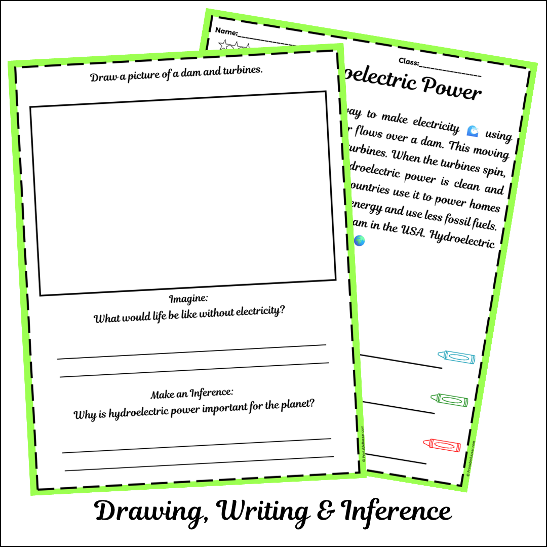 Hydroelectric Power | Short Reading Comprehension Creative Worksheet