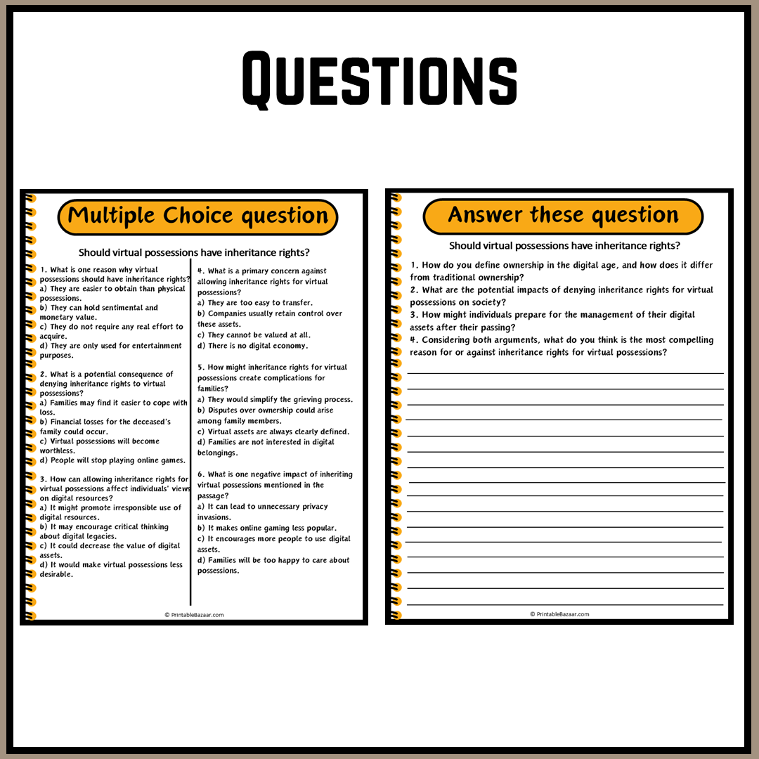 Should virtual possessions have inheritance rights? | Debate Case Study Worksheet