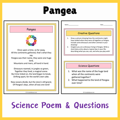 Pangea | Science Poem Reading Comprehension Activity