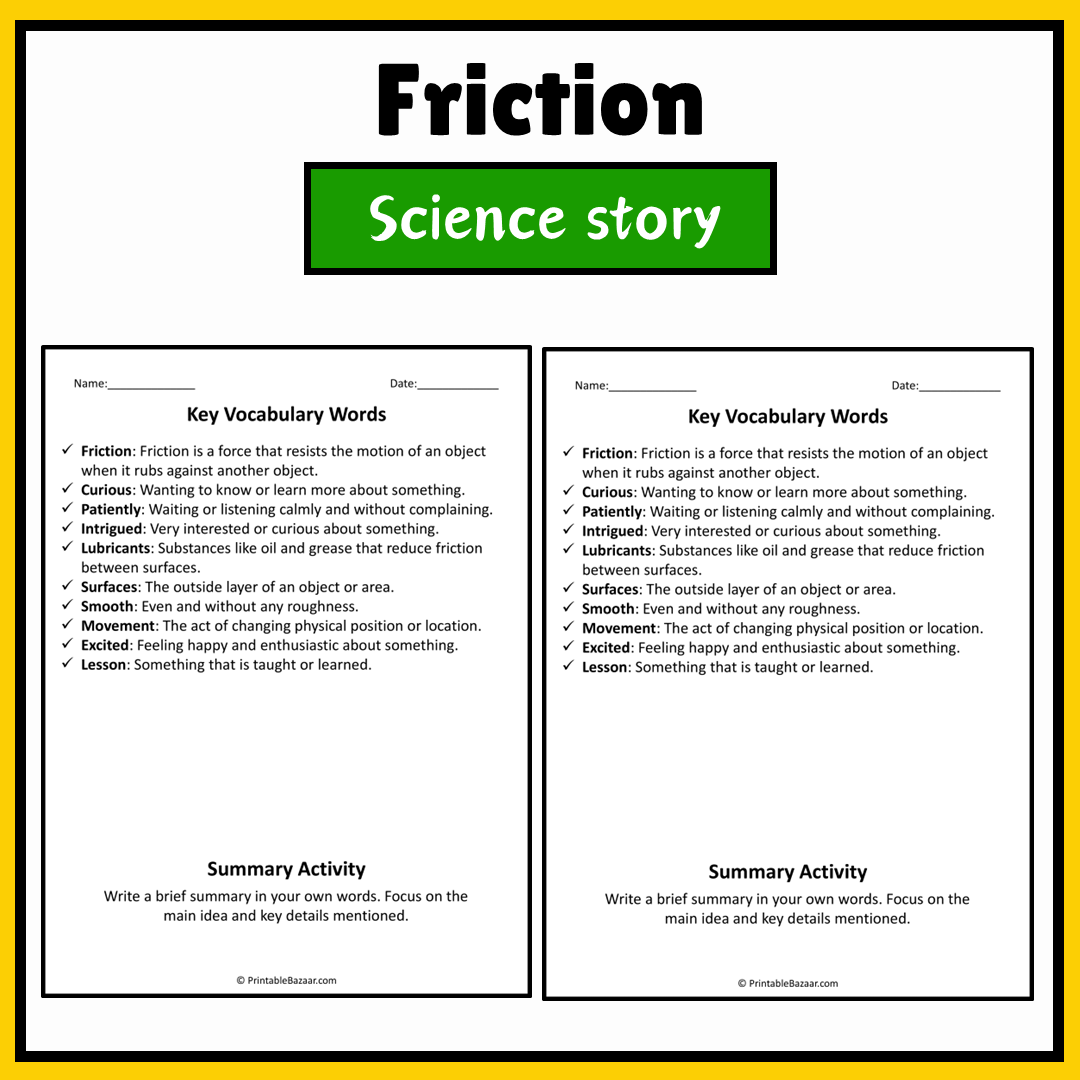 Friction | Science Story Reading Comprehension Activity