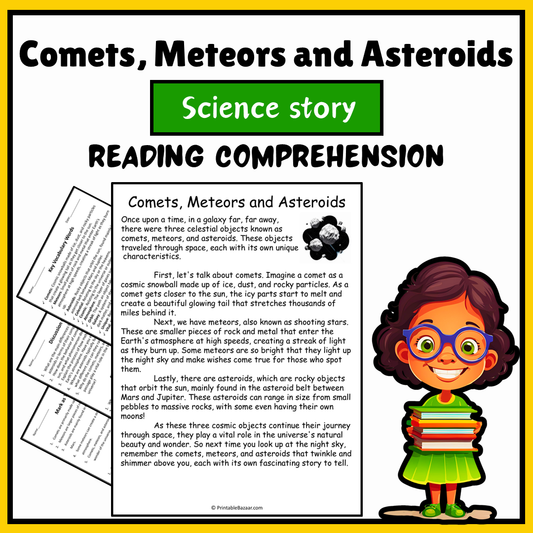 Comets, Meteors and Asteroids | Science Story Reading Comprehension Activity