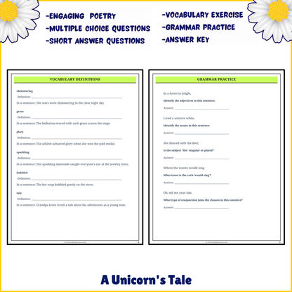 A Unicorn's Tale | Poem Grammar Worksheet Printable Activity