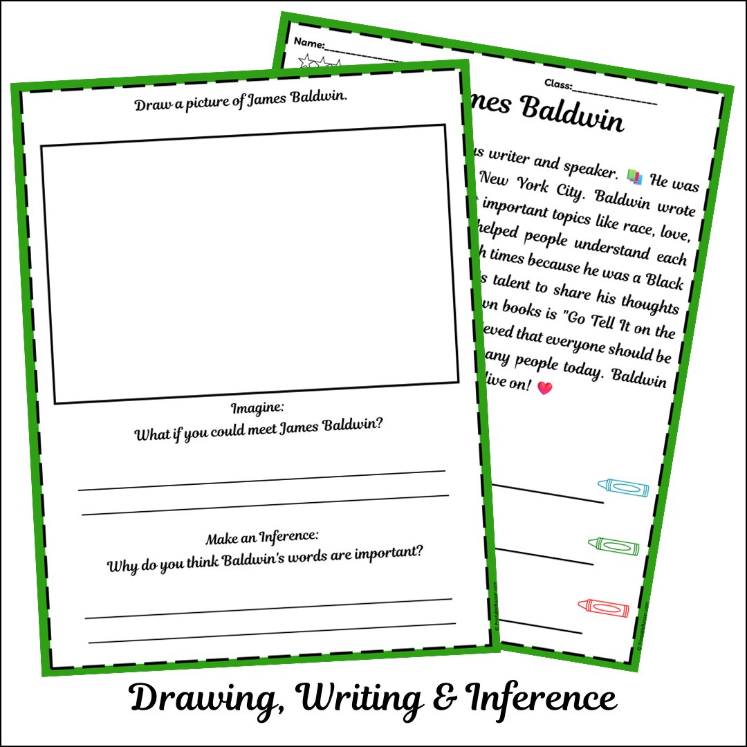 James Baldwin | Short Reading Comprehension Creative Worksheet
