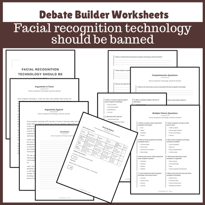 Facial recognition technology should be banned | Favour and Against Worksheet Printable Activity