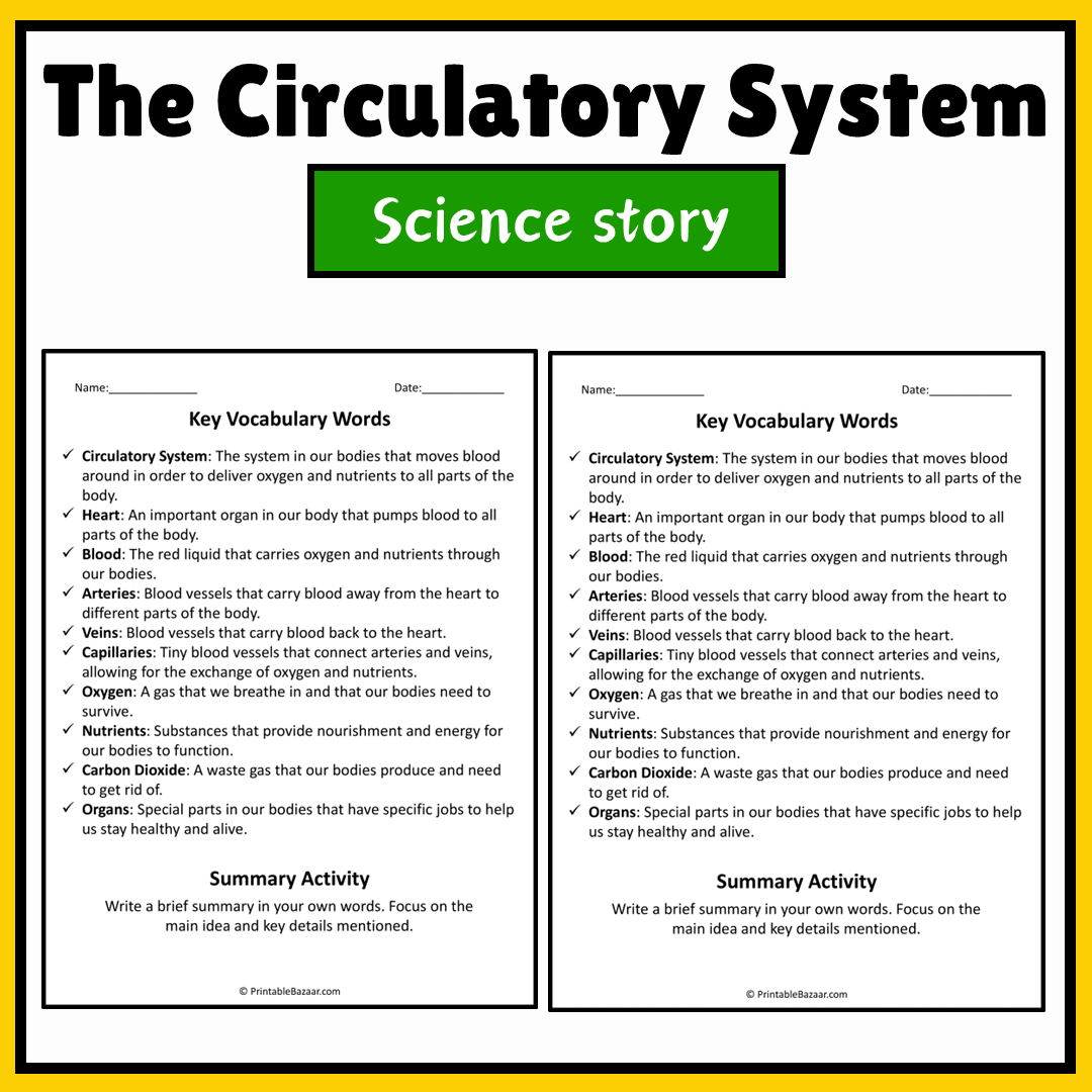 The Circulatory System | Science Story Reading Comprehension Activity