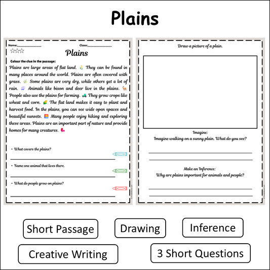 Plains | Short Reading Comprehension Creative Worksheet