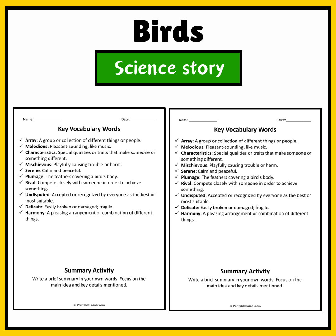 Birds | Science Story Reading Comprehension Activity