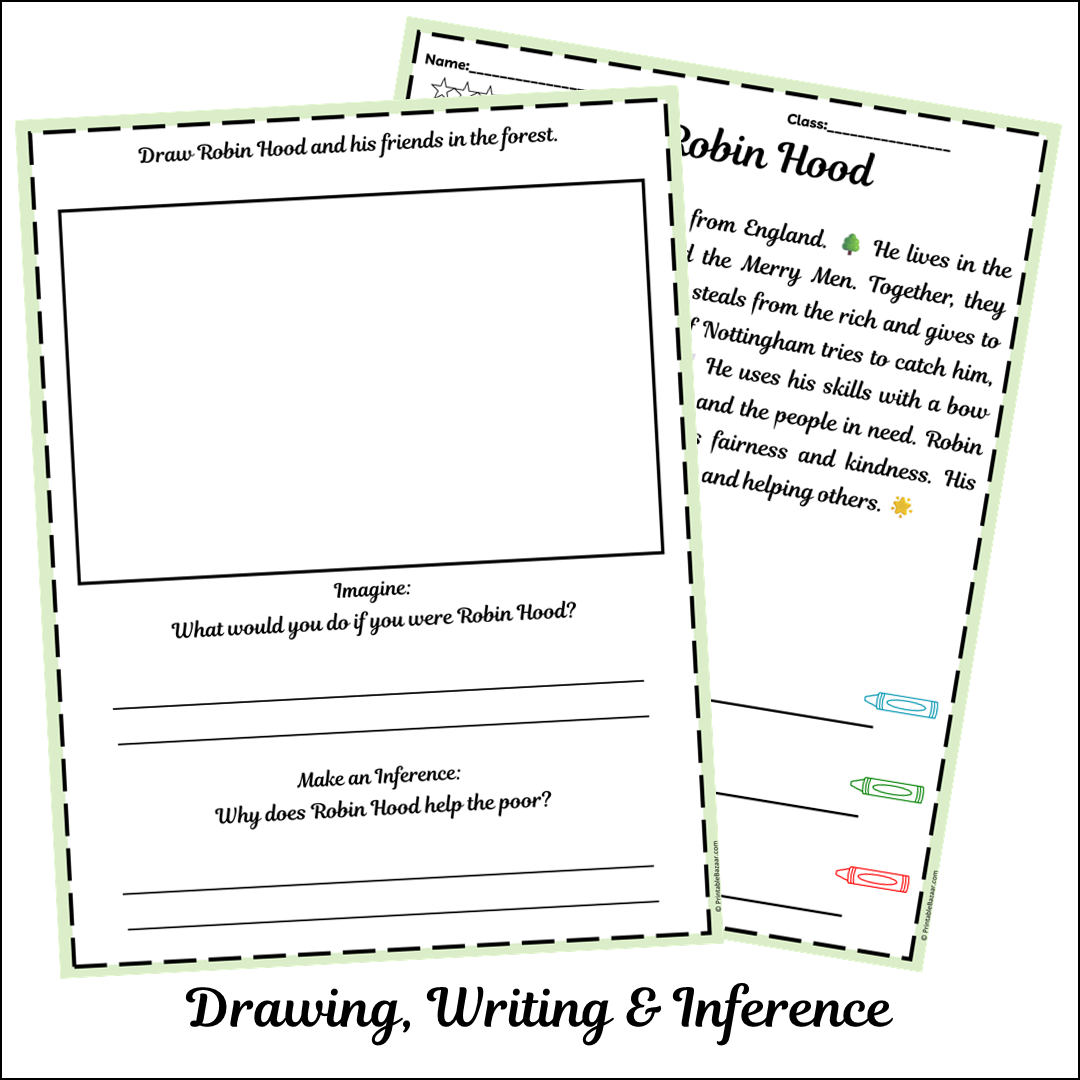 Robin Hood | Short Reading Comprehension Creative Worksheet