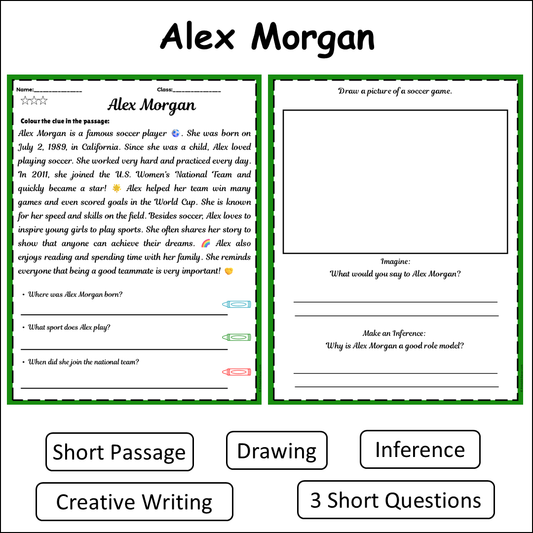 Alex Morgan | Short Reading Comprehension Creative Worksheet
