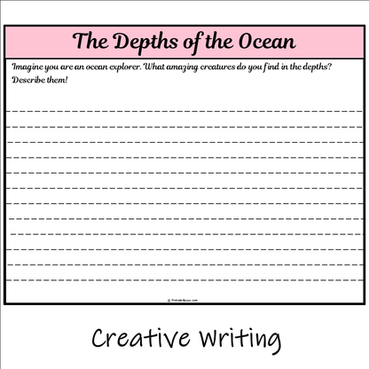 The Depths of the Ocean | Main Idea and Supporting Details Reading Passage and Questions