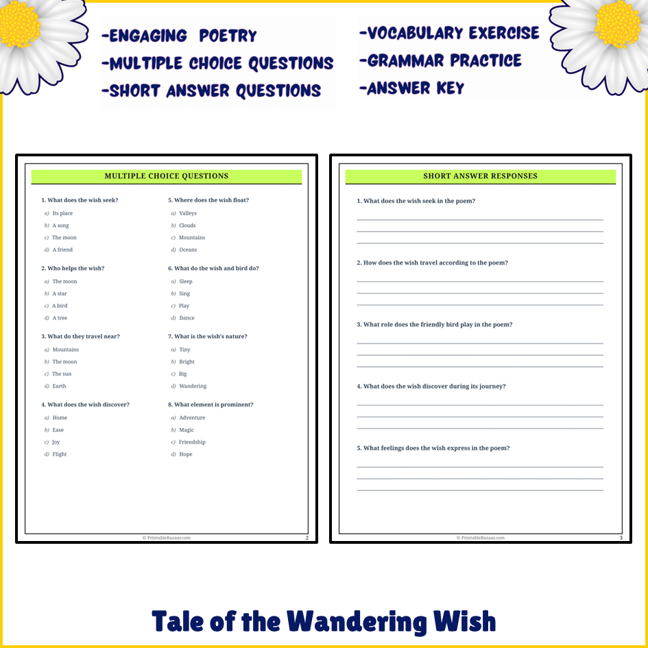 Tale of the Wandering Wish | Poem Grammar Worksheet Printable Activity