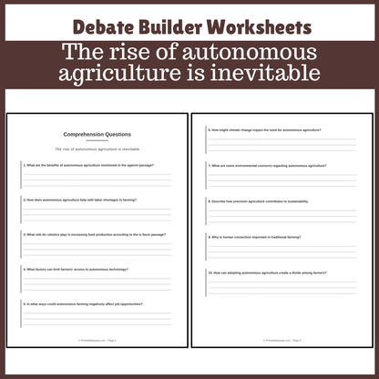 The rise of autonomous agriculture is inevitable | Favour and Against Worksheet Printable Activity