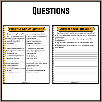 Global warming: Is it too late to reverse damage to our planet? | Debate Case Study Worksheet