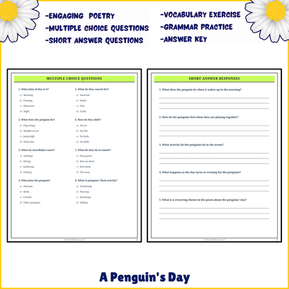 A Penguin's Day | Poem Grammar Worksheet Printable Activity