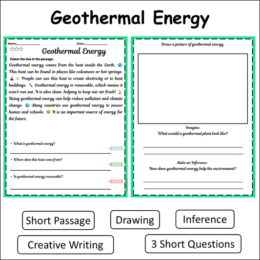 Geothermal Energy | Short Reading Comprehension Creative Worksheet