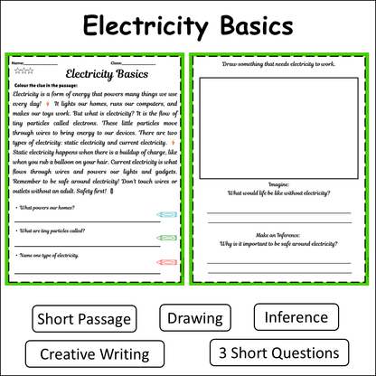 Electricity Basics | Short Reading Comprehension Creative Worksheet
