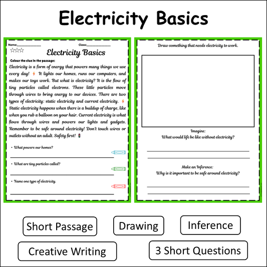 Electricity Basics | Short Reading Comprehension Creative Worksheet