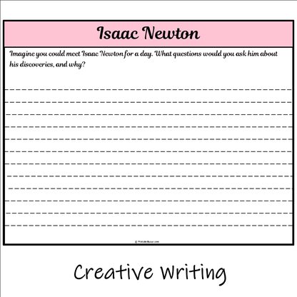 Isaac Newton | Main Idea and Supporting Details Reading Passage and Questions