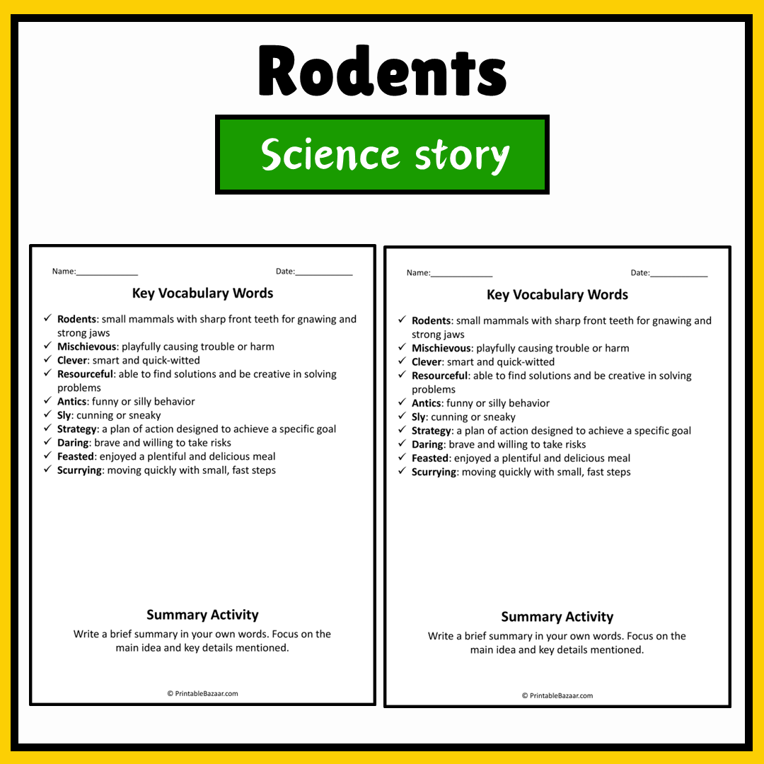 Rodents | Science Story Reading Comprehension Activity