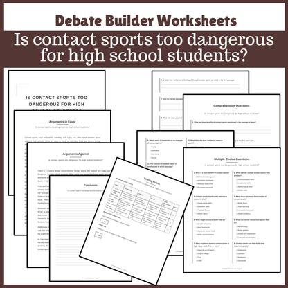 Is contact sports too dangerous for high school students? | Favour and Against Worksheet Printable Activity