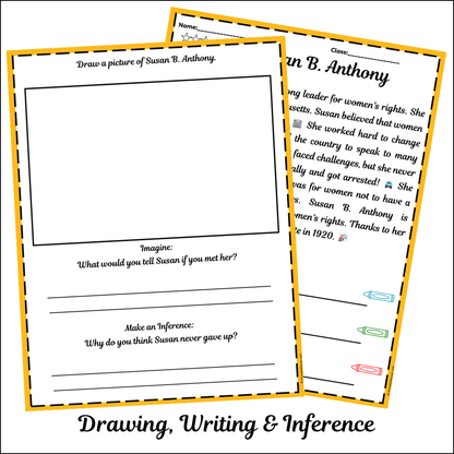 Susan B. Anthony | Short Reading Comprehension Creative Worksheet