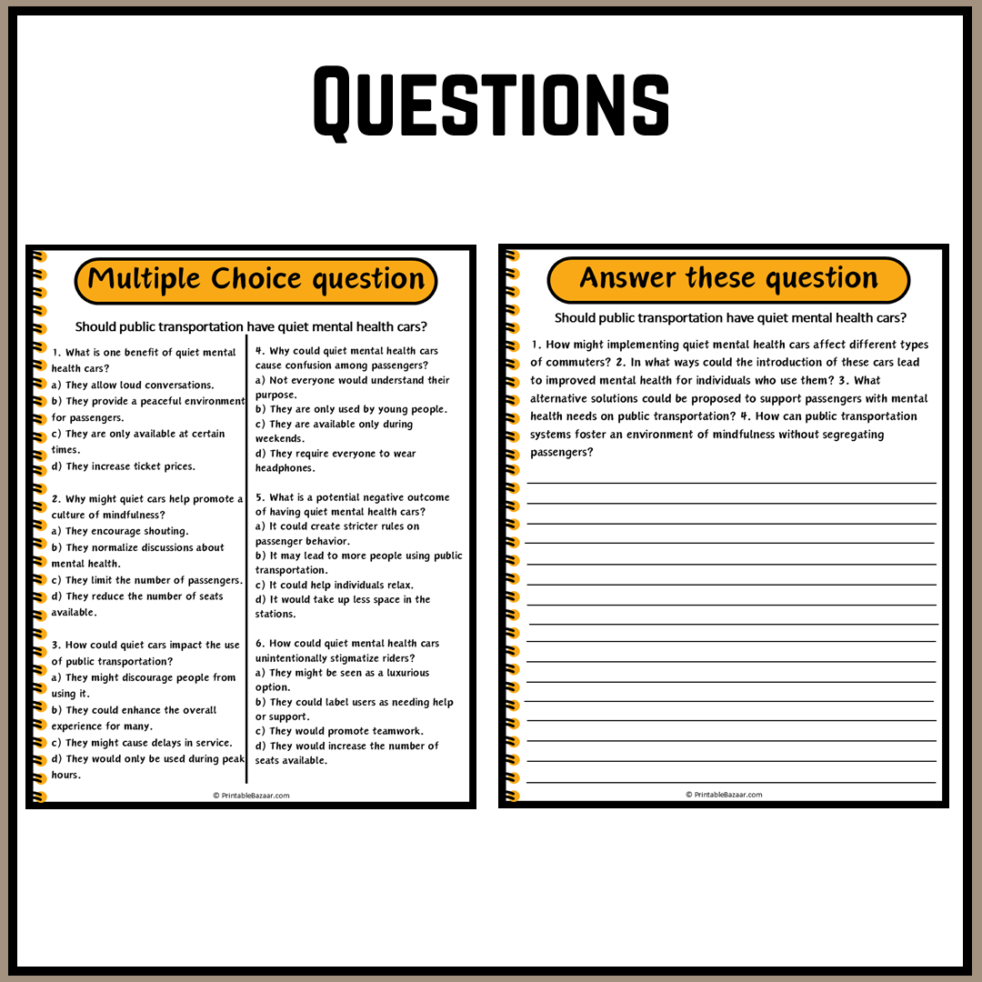 Should public transportation have quiet mental health cars? | Debate Case Study Worksheet