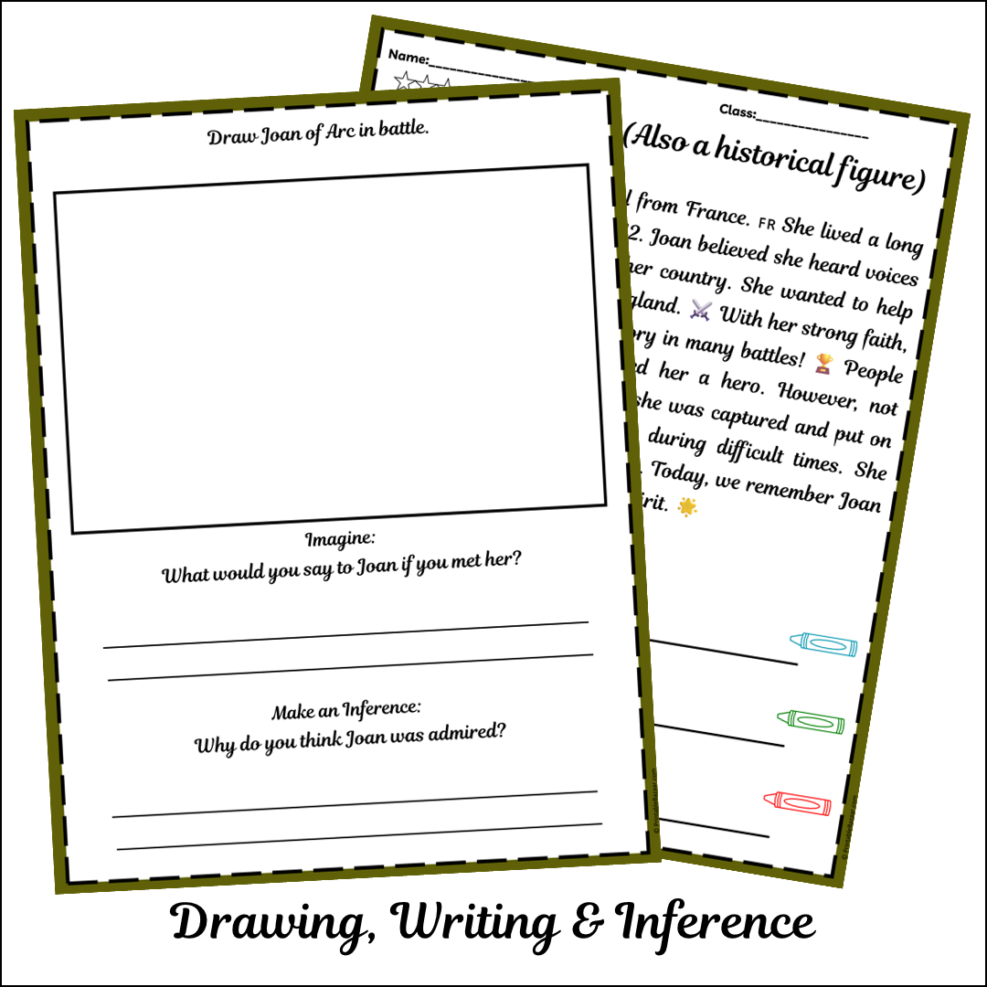 Joan of Arc (Also a historical figure) | Short Reading Comprehension Creative Worksheet