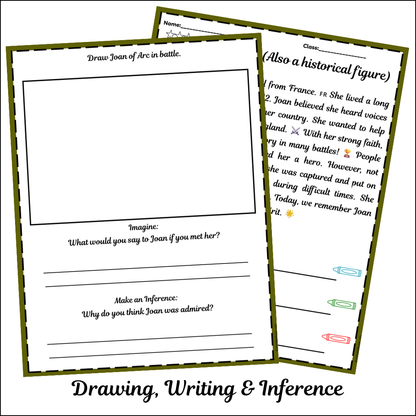 Joan of Arc (Also a historical figure) | Short Reading Comprehension Creative Worksheet