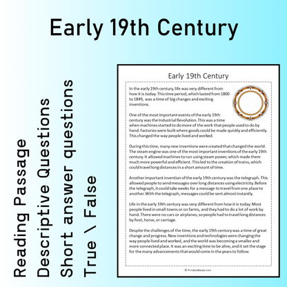 Early 19th Century | Reading Comprehension Passage Printable Worksheet