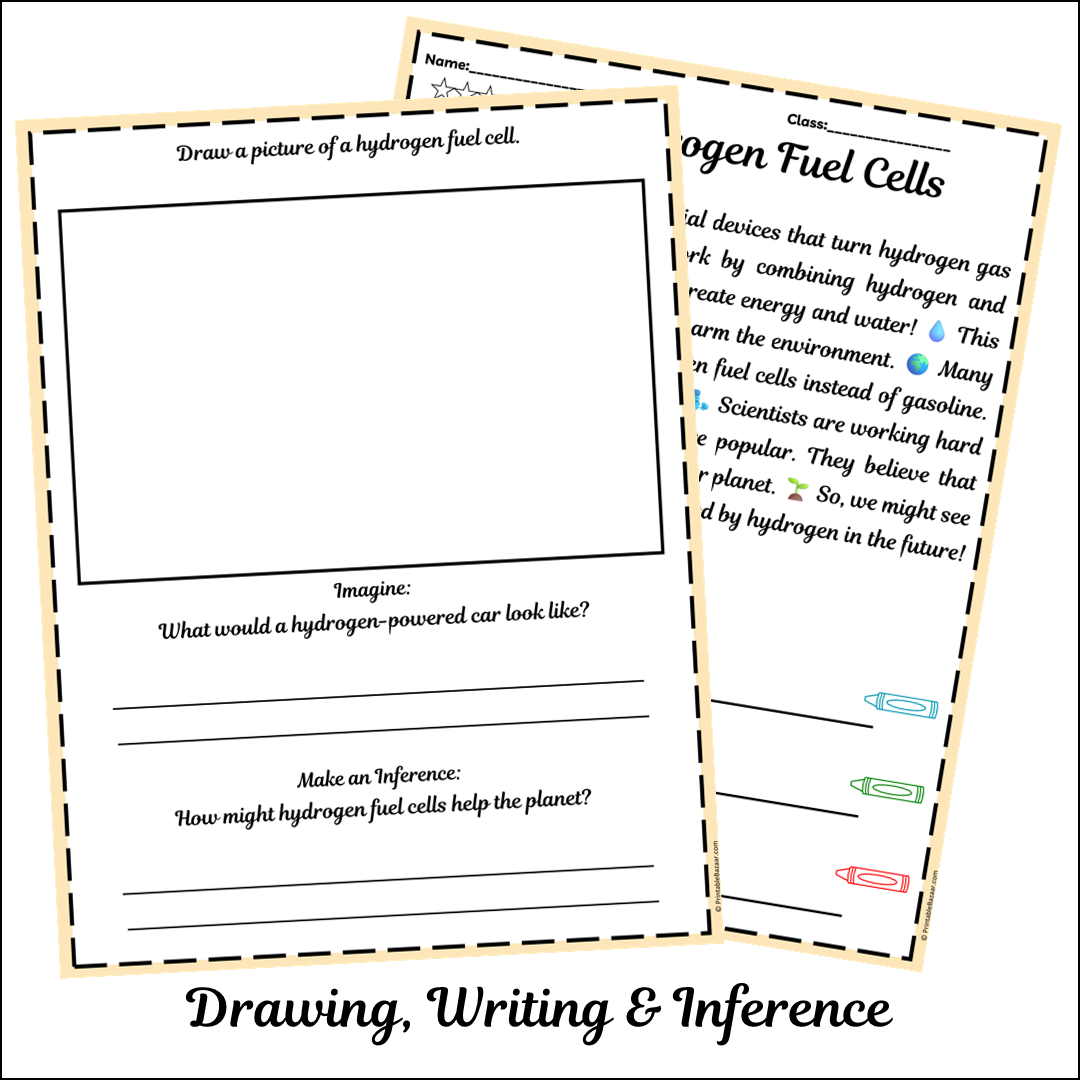 Hydrogen Fuel Cells | Short Reading Comprehension Creative Worksheet