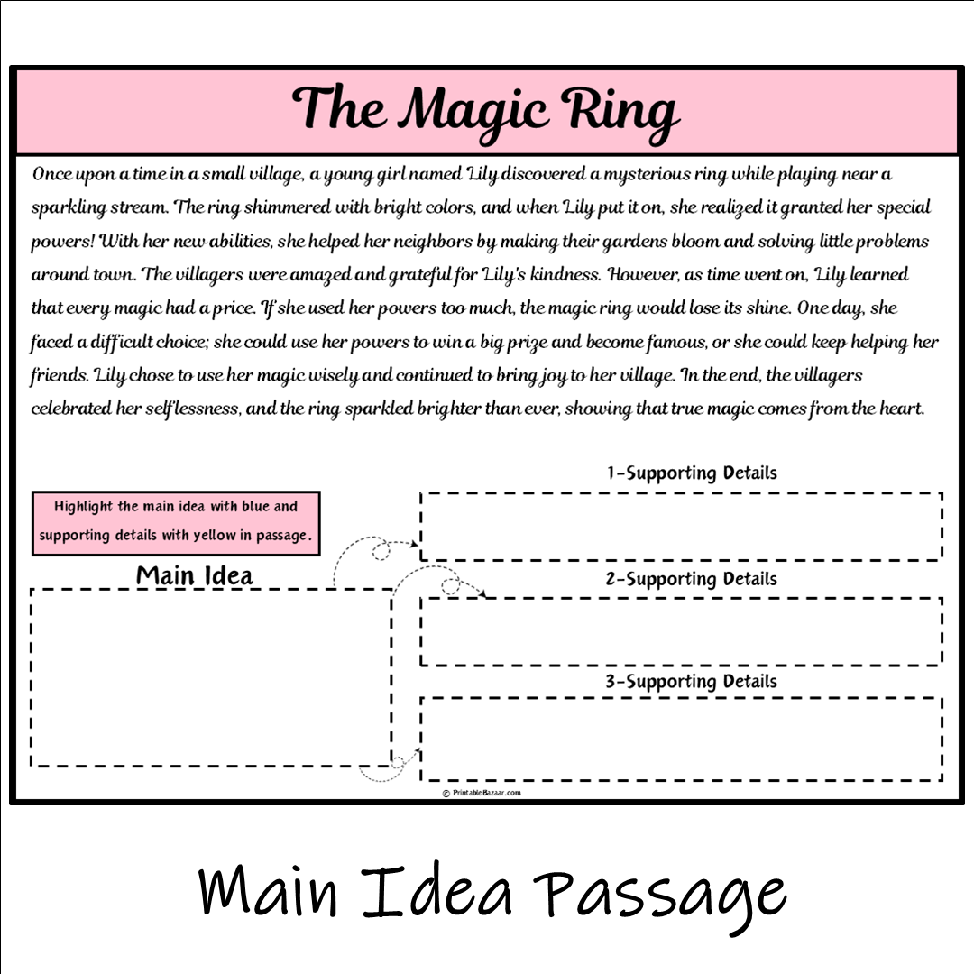 The Magic Ring | Main Idea and Supporting Details Reading Passage and Questions