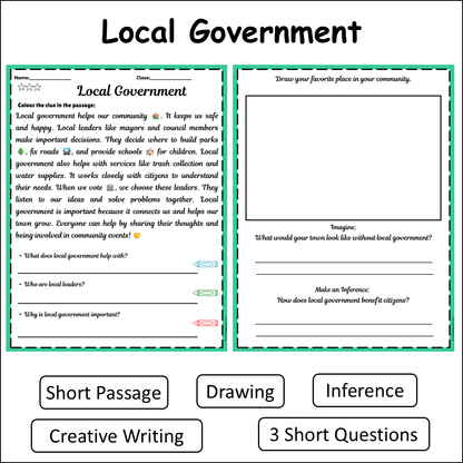 Local Government | Short Reading Comprehension Creative Worksheet