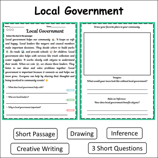 Local Government | Short Reading Comprehension Creative Worksheet