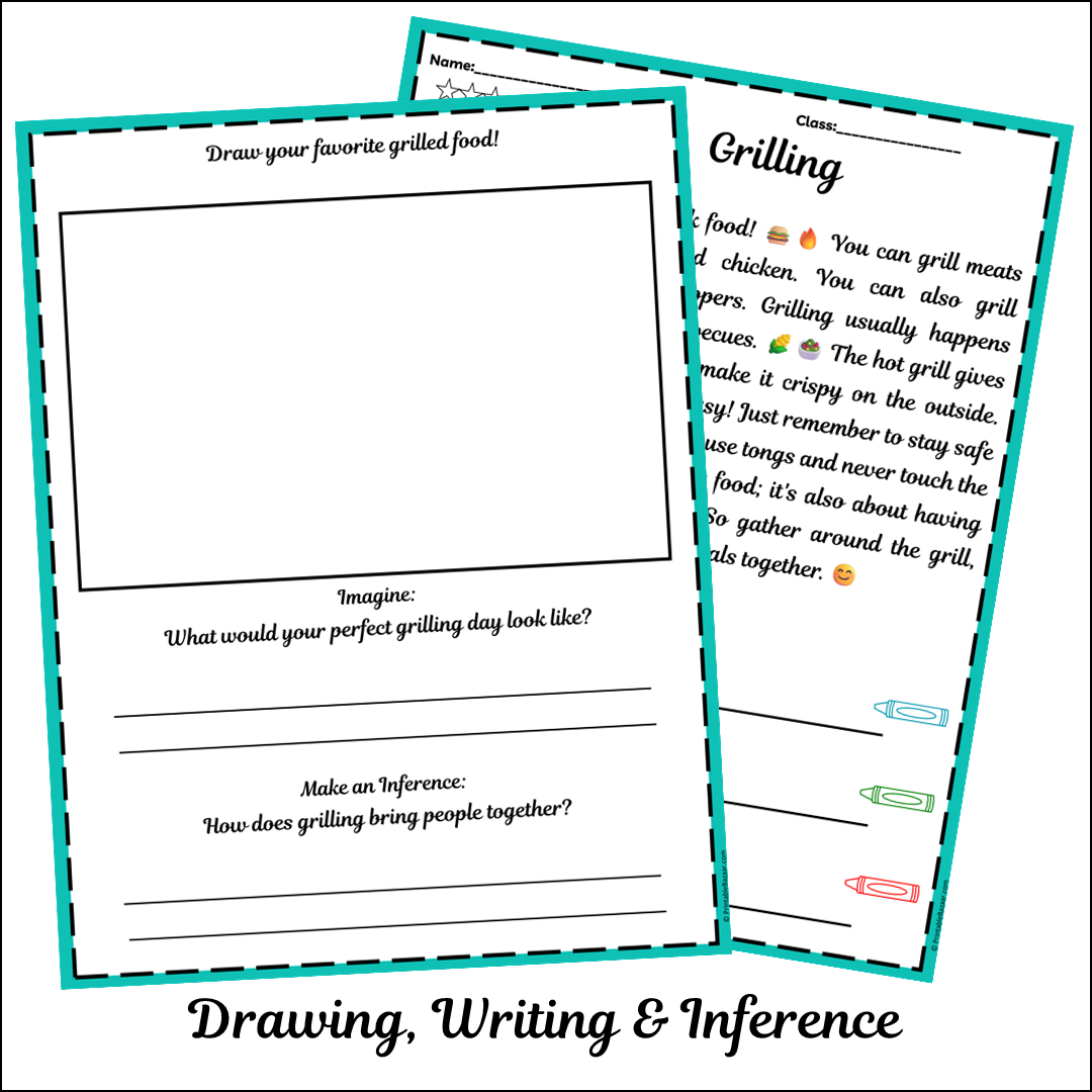 Grilling | Short Reading Comprehension Creative Worksheet