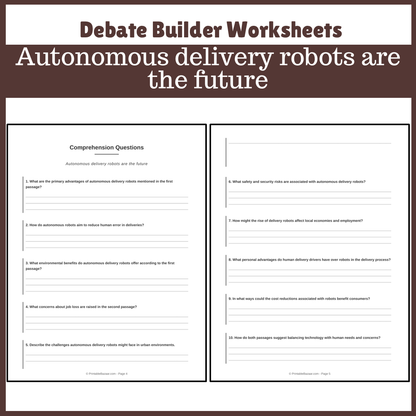 Autonomous delivery robots are the future | Favour and Against Worksheet Printable Activity