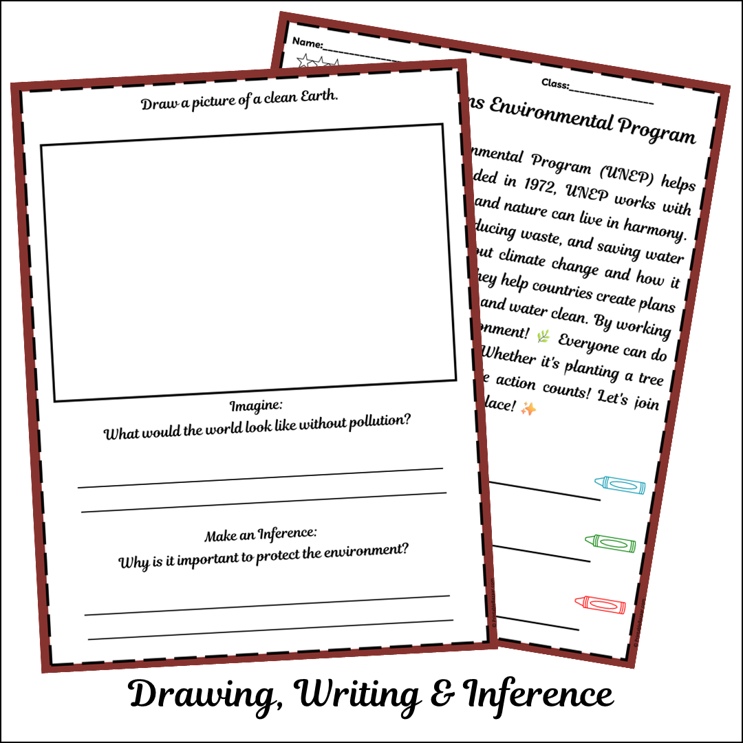 United Nations Environmental Program | Short Reading Comprehension Creative Worksheet