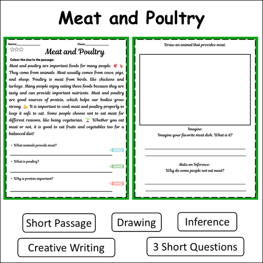 Meat and Poultry | Short Reading Comprehension Creative Worksheet