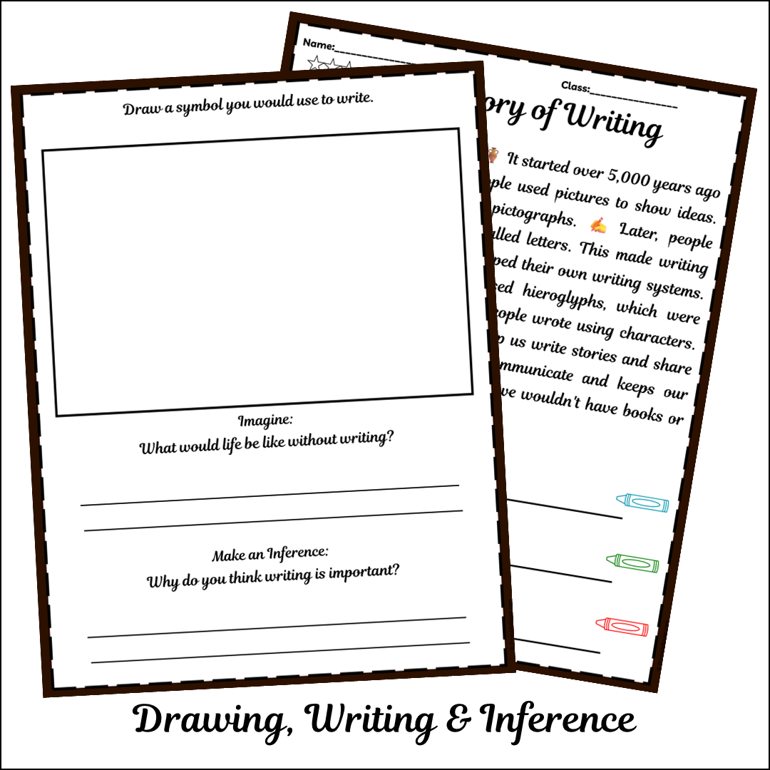 History of Writing | Short Reading Comprehension Creative Worksheet