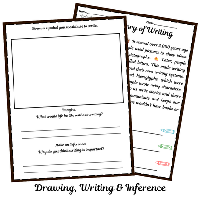 History of Writing | Short Reading Comprehension Creative Worksheet