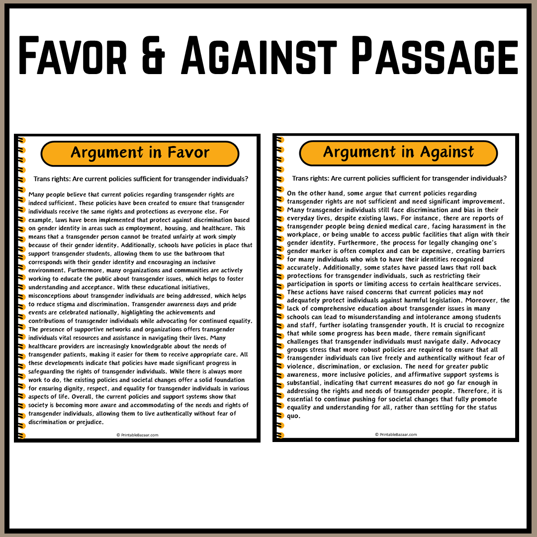 Trans rights: Are current policies sufficient for transgender individuals? | Debate Case Study Worksheet