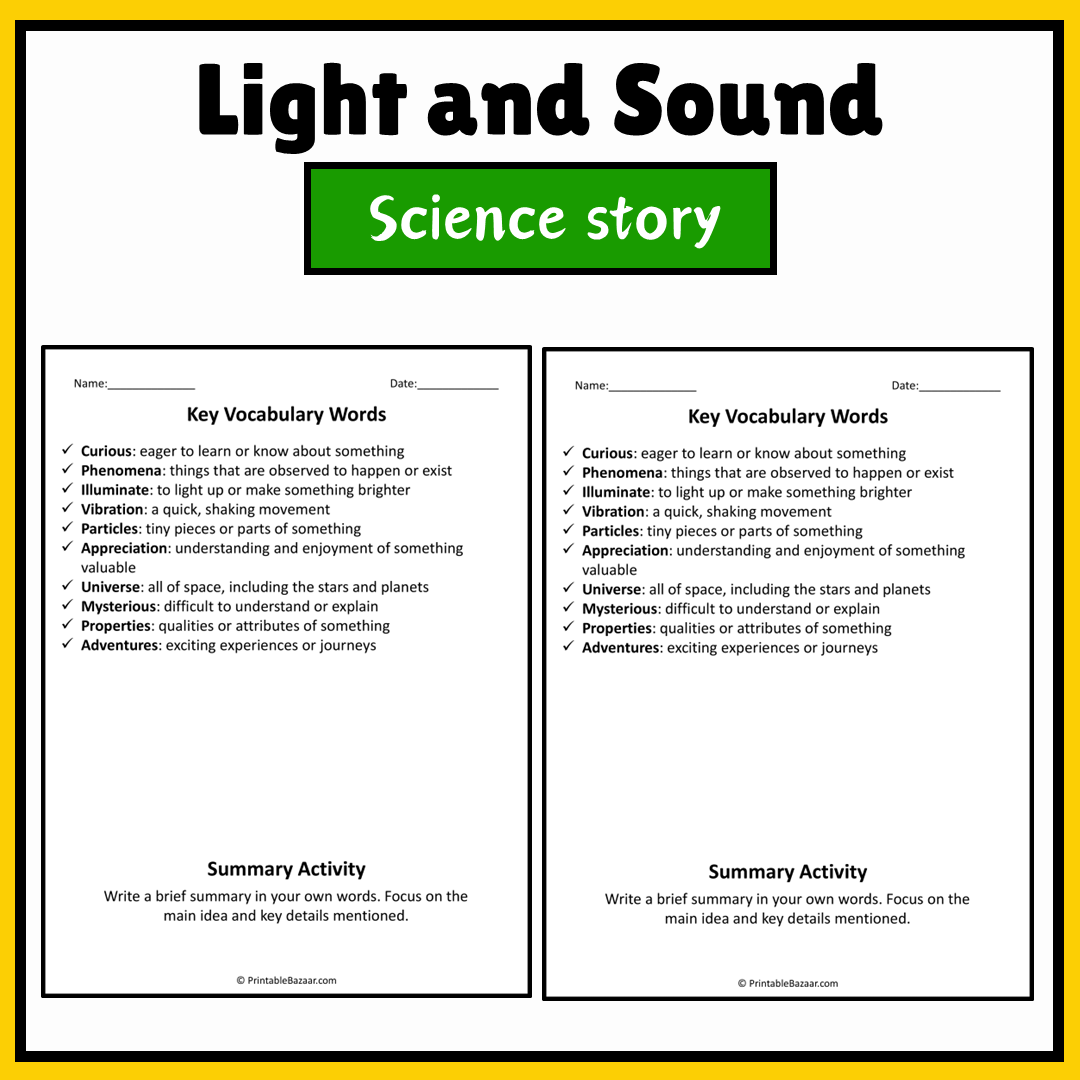 Light and Sound | Science Story Reading Comprehension Activity