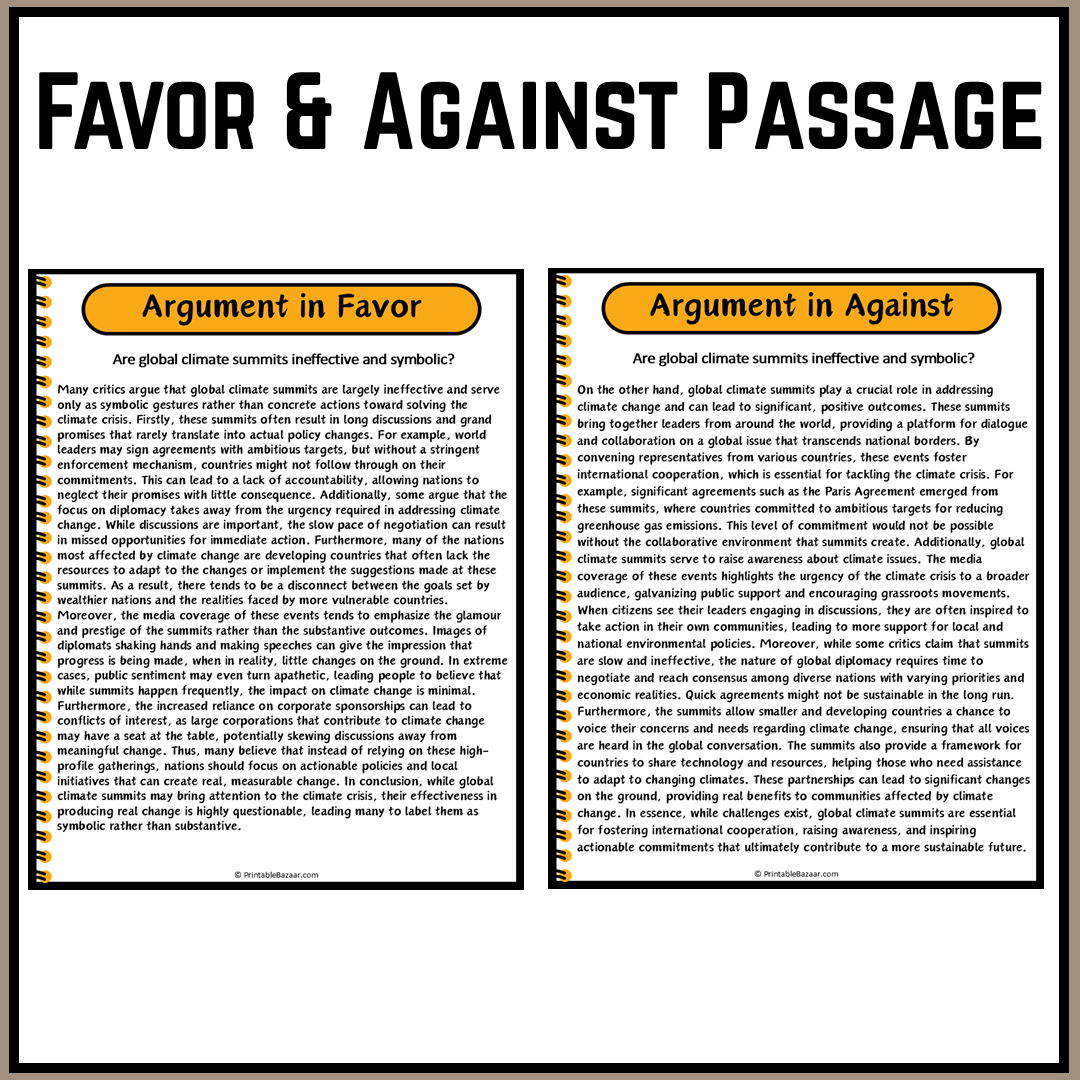 Are global climate summits ineffective and symbolic? | Debate Case Study Worksheet